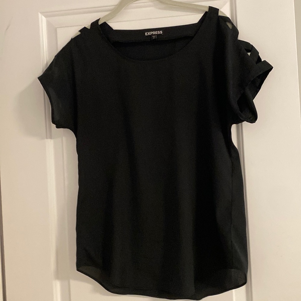Express black shoulder cut out top